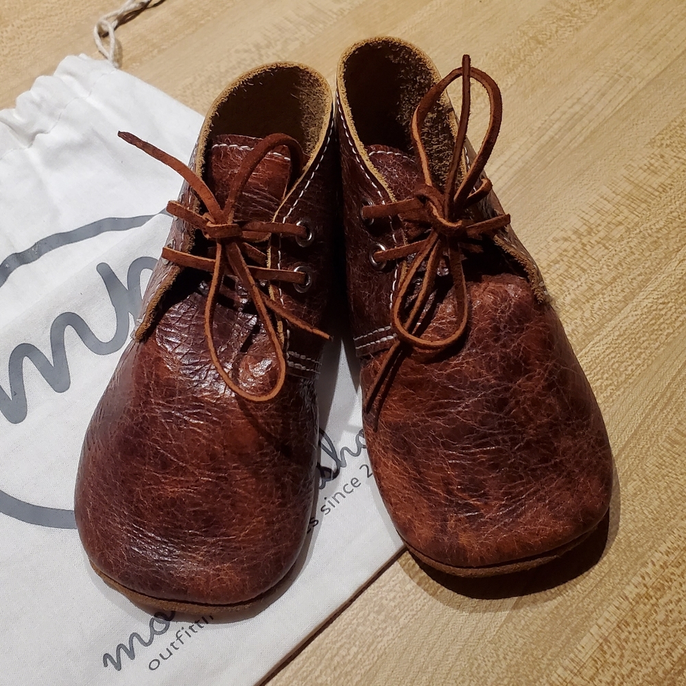 Size 6, Mon Petit Oxfords, Brown Patina Saddle, soft sole shoes